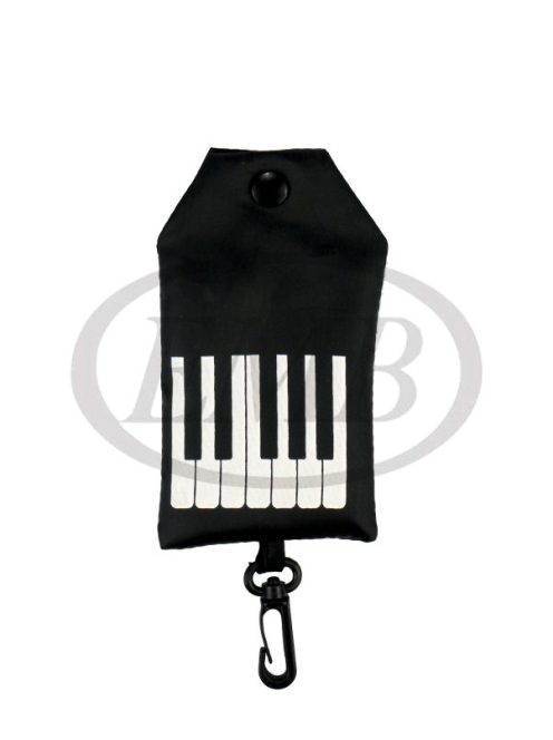 Fekete, zongorabillentyű mintás Mini bevásárlószatyor