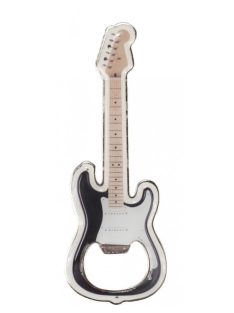 Fekete elektromos gitár alakú, mágneses sörnyitó